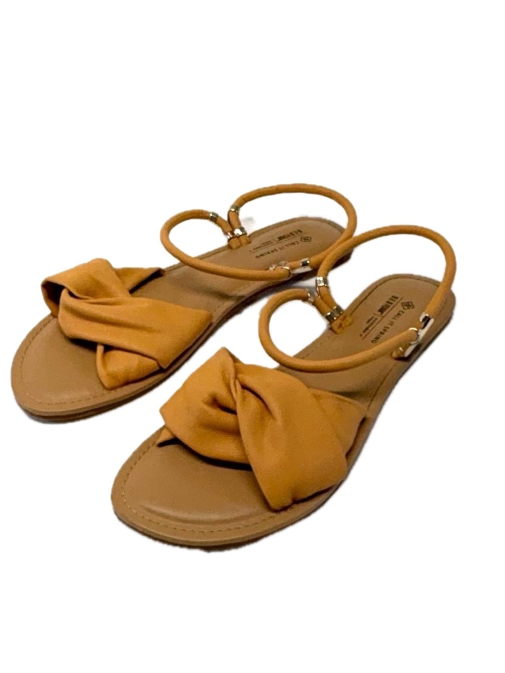 Call It Spring Mustard Knot Front Ankle-Strap Sandals Size 7.5
